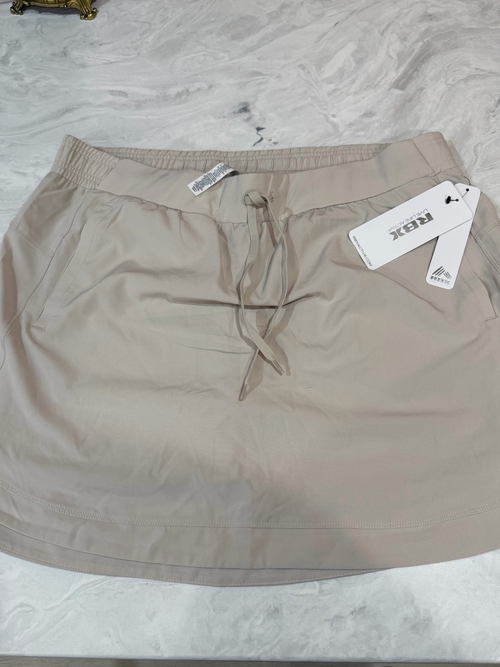 Beige Drawstring Active Skort for Women